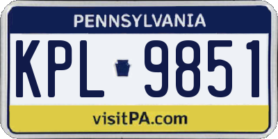 PA license plate KPL9851