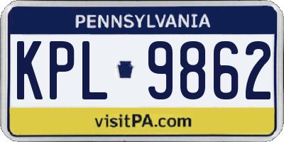 PA license plate KPL9862
