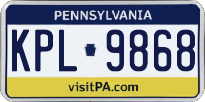 PA license plate KPL9868