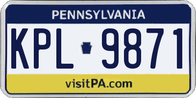 PA license plate KPL9871