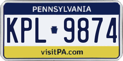 PA license plate KPL9874