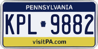 PA license plate KPL9882