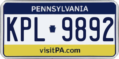 PA license plate KPL9892