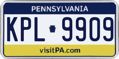 PA license plate KPL9909