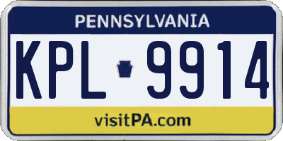 PA license plate KPL9914
