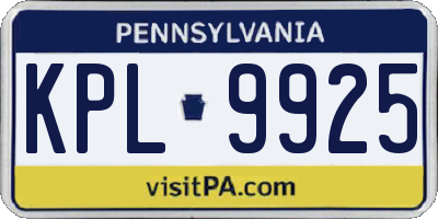 PA license plate KPL9925