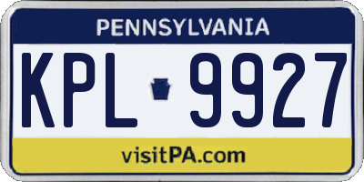 PA license plate KPL9927