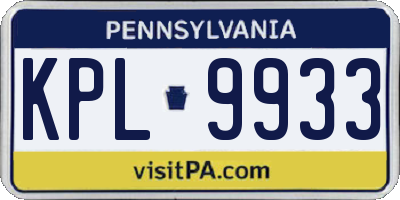 PA license plate KPL9933