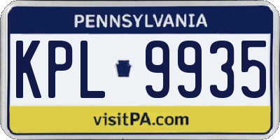 PA license plate KPL9935