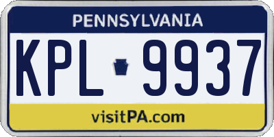 PA license plate KPL9937
