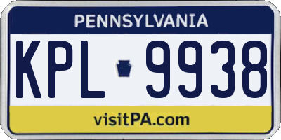 PA license plate KPL9938