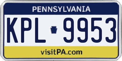 PA license plate KPL9953