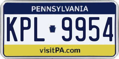 PA license plate KPL9954