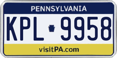 PA license plate KPL9958
