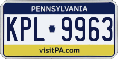 PA license plate KPL9963