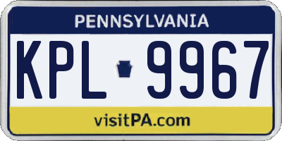 PA license plate KPL9967