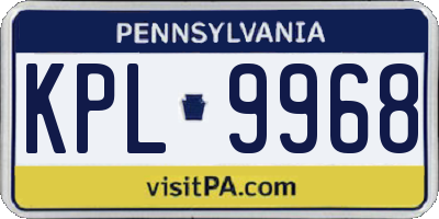 PA license plate KPL9968