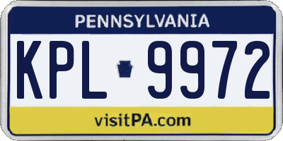 PA license plate KPL9972