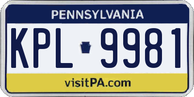 PA license plate KPL9981