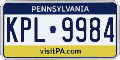 PA license plate KPL9984
