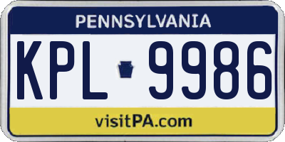 PA license plate KPL9986