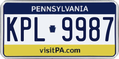 PA license plate KPL9987