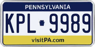 PA license plate KPL9989