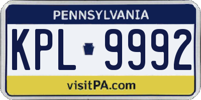 PA license plate KPL9992