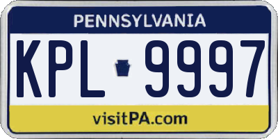 PA license plate KPL9997