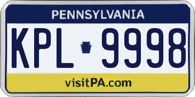 PA license plate KPL9998