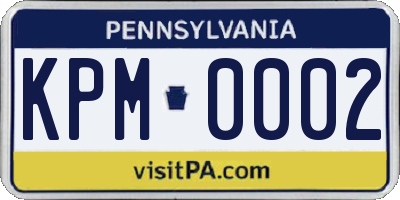 PA license plate KPM0002