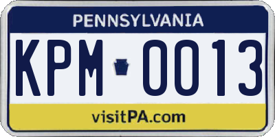 PA license plate KPM0013