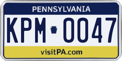 PA license plate KPM0047