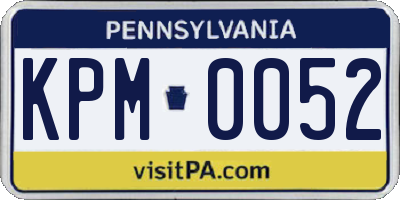 PA license plate KPM0052