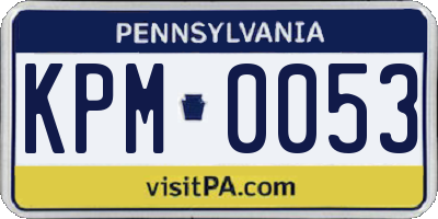 PA license plate KPM0053