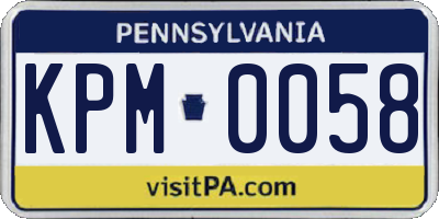 PA license plate KPM0058