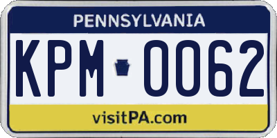 PA license plate KPM0062