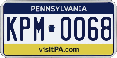 PA license plate KPM0068