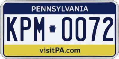 PA license plate KPM0072