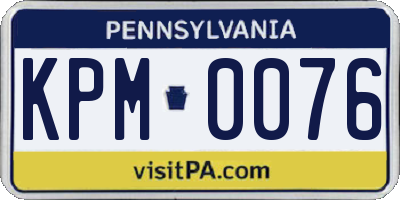 PA license plate KPM0076