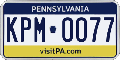 PA license plate KPM0077