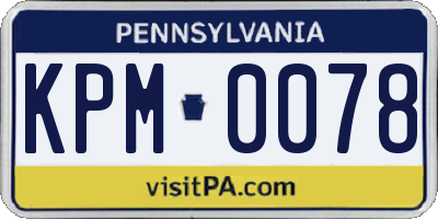 PA license plate KPM0078