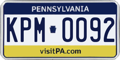 PA license plate KPM0092