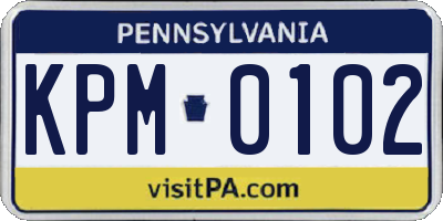 PA license plate KPM0102