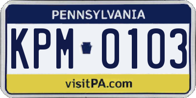 PA license plate KPM0103