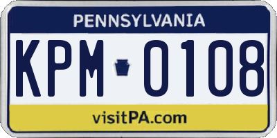PA license plate KPM0108