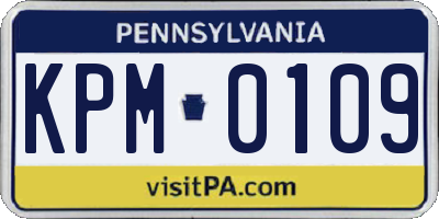 PA license plate KPM0109
