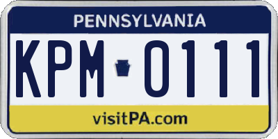 PA license plate KPM0111