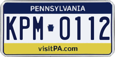 PA license plate KPM0112