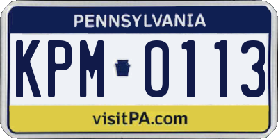 PA license plate KPM0113